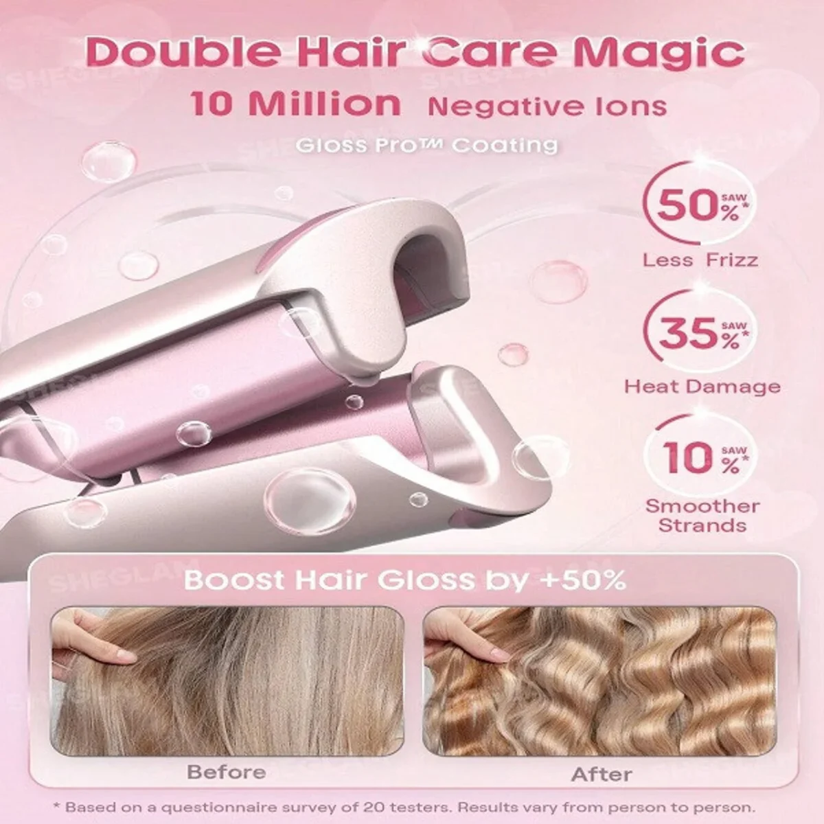 فرکننده مو ساحلی صورتی شیگلم مدل25mm Beach Babe Hair Waver - Image 3