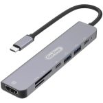 هاب USB-C شش‌کاره HDMI 4K با PD 87W و کارت‌خوان SD/TF برند go-des